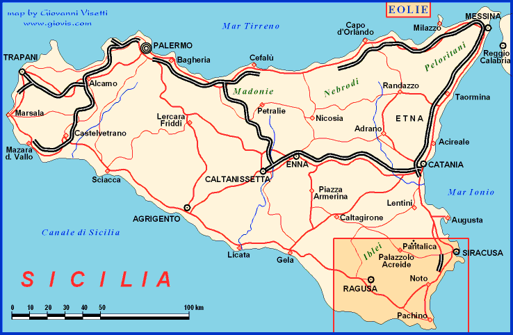 cartina della Sicilia - Siciliy map